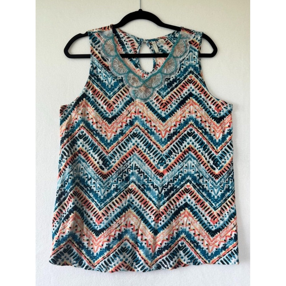 EST. 1946 Beaded Sleeveless Top – Women's Medium | Boho Chic